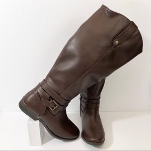 NWT Women’s Brown Wide Calf Knee High Tall Riding Fall Winter Boots
